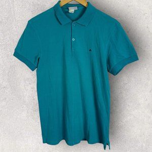 J Lindeberg Blue Short Sleeve Polos Shirt Mens Size Large Collared Golf‎ Tee L